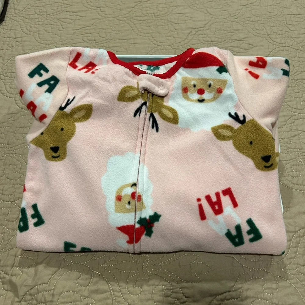 Lot of 2 Carter's Fleece Nightgown/Footie Pajamas - Christmas Theme!